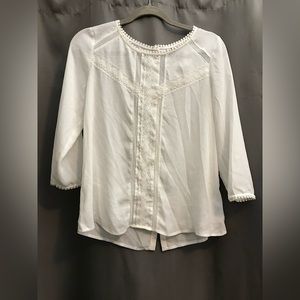 Lauren Conrad white midi sleeve blouse size medium